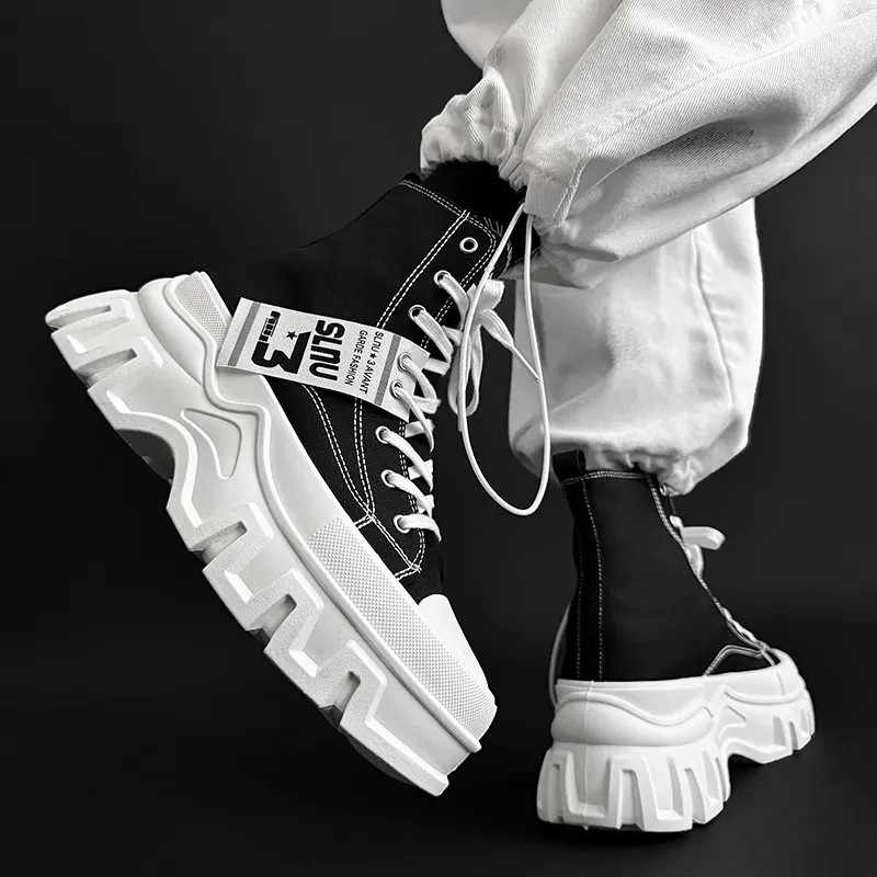 SLNU 3 Slip Resistant Abrasion Resistant Shock Absorbers High Top Casual Shoes Unisex Black-2