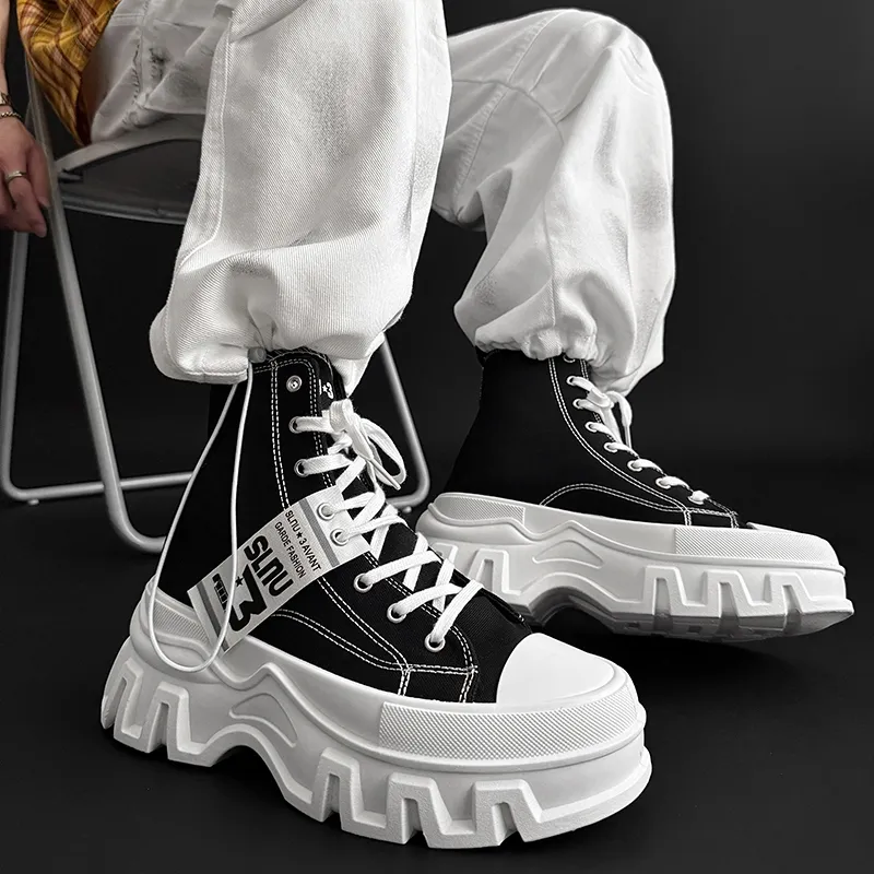 SLNU 3 Slip Resistant Abrasion Resistant Shock Absorbers High Top Casual Shoes Unisex Black-4