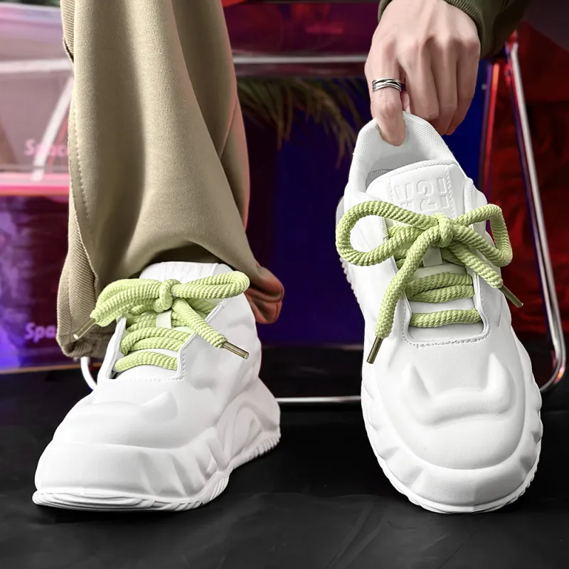SLNU 3 Cushioned Wear Resistant Height Increasing Coverage Low Top Casual Shoes Men's White-6