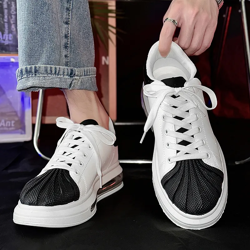SLNU 3 Cushioning Wear Resistant Low Top Skateboard Shoes Men's Black White-7