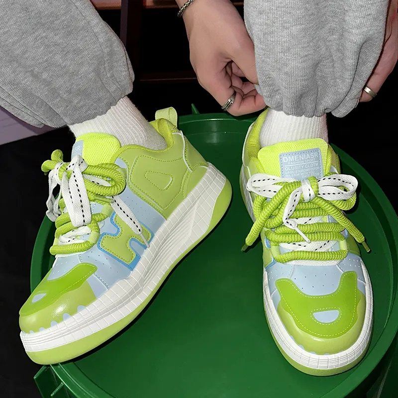 SLnU★3 Puffy Shoes Anti-Slip And Wear-Resistant Height Increasing Coverage Low-Top Skateboard Shoes Men's-15
