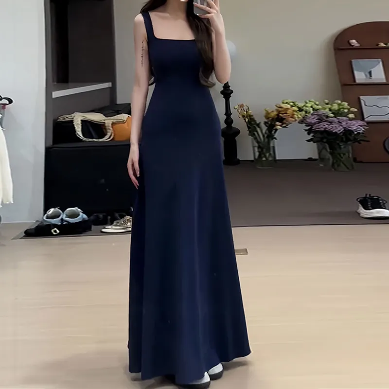 BVODE Slip Dresses Women's Dark Blue Dress Shopping Bag-5