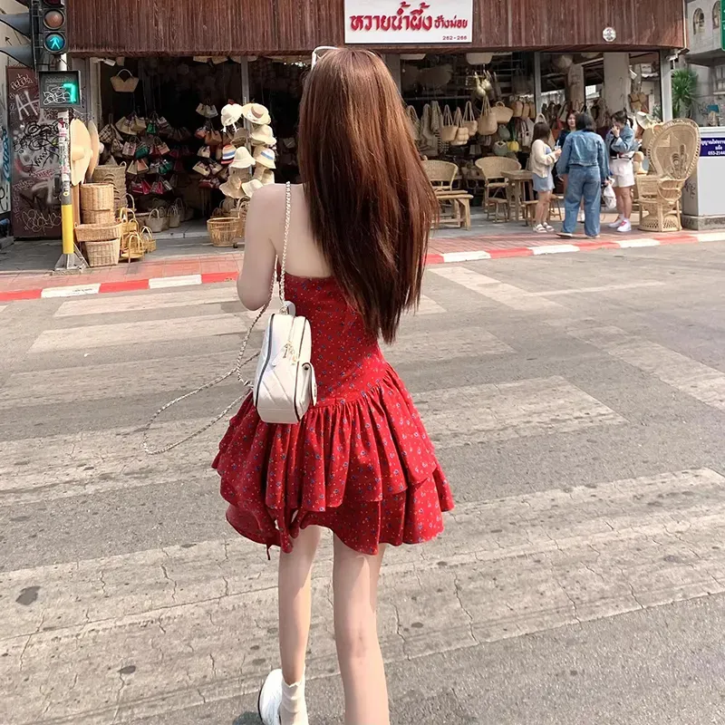 BVODE Sleeveless Dresses Women's Red Shopping Bag-4