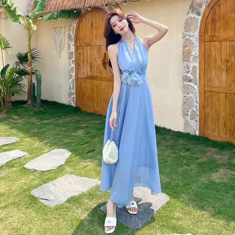 BVODE Sleeveless Dresses Women's Blue Shopping Bag Included-4