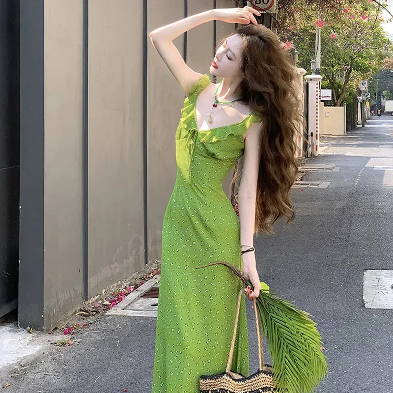 BVODE Slip Dresses Women's Green Shopping Bag-4