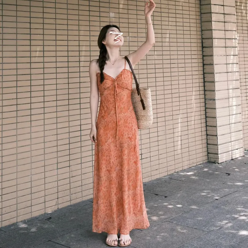 BVODE Slip Dresses Women's Orange Shopping Bag-5
