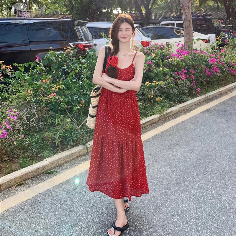 BVODE Slip Dresses Women's Red-3