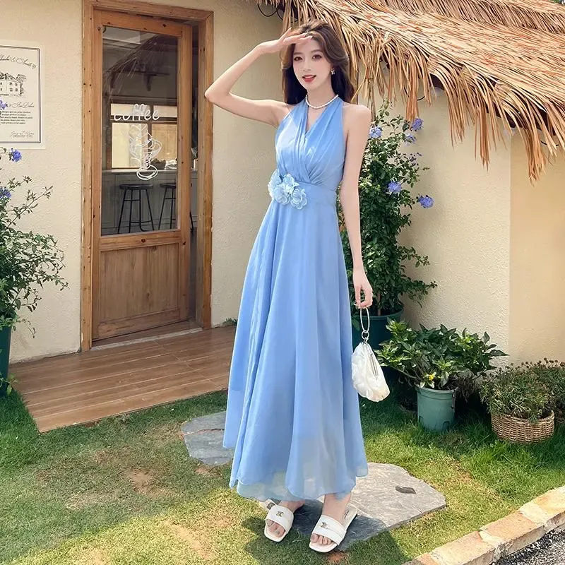 BVODE Sleeveless Dresses Women's Blue Shopping Bag Included-2