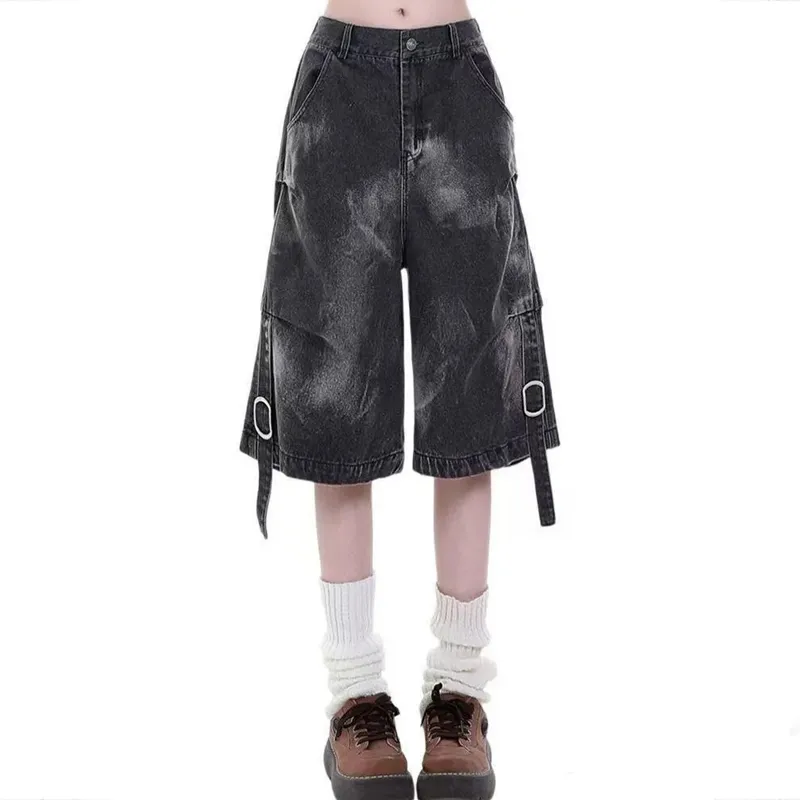 BVODE Denim Shorts Women's Black Gray Shopping Bag-2
