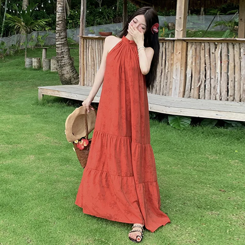 BVODE Sleeveless Dress Women's Red-4