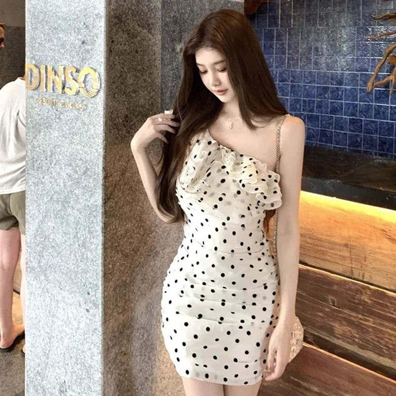 BVODE Sleeveless Dresses Women's Black White Polka Dot-3