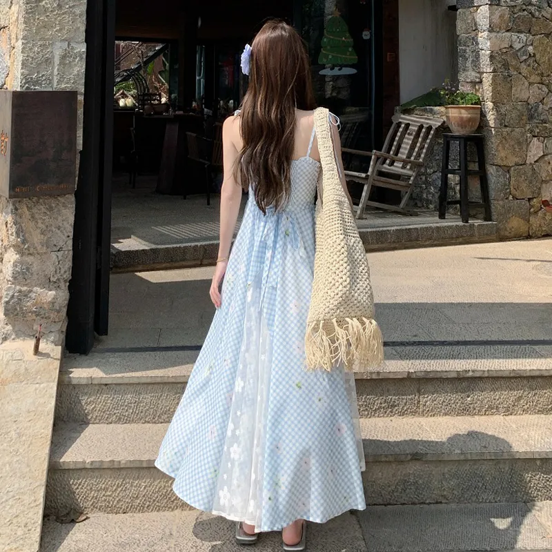 BVODE Slip Dresses Women's Blue Shopping Bag Included-6