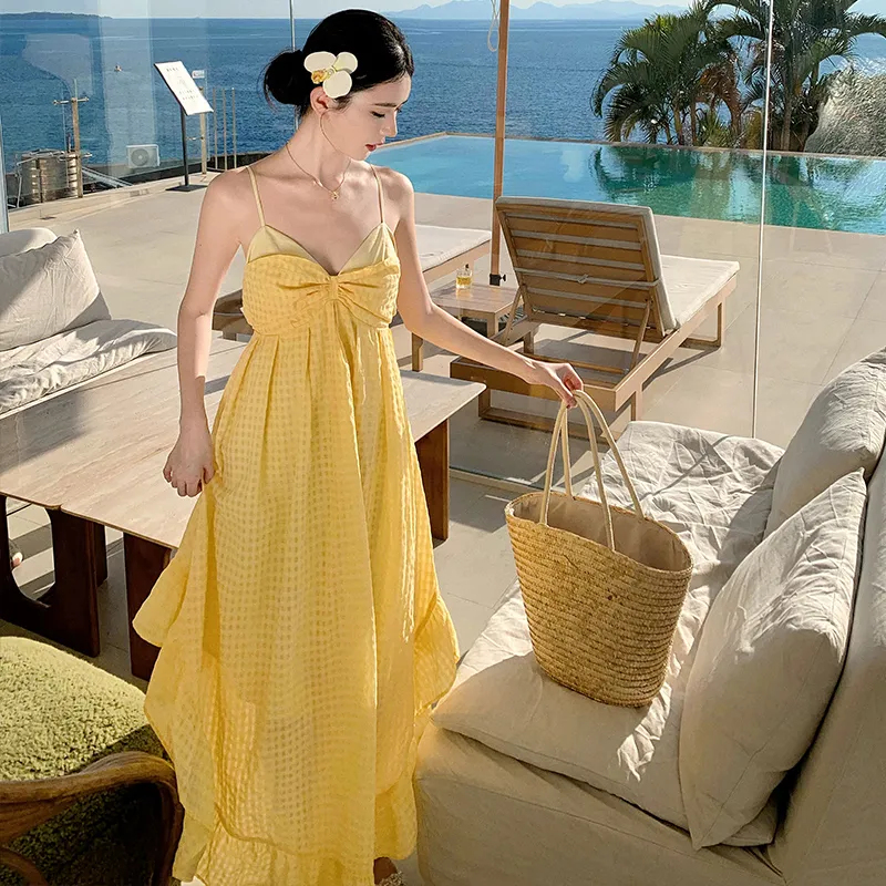 BVODE Slip Dress Women's Yellow-4