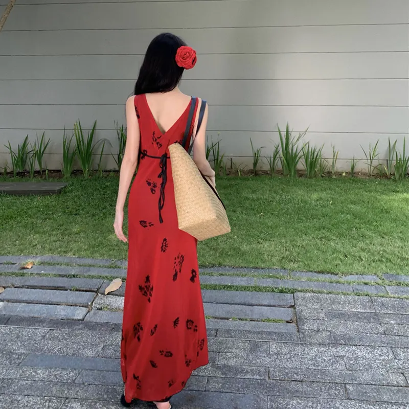 BVODE Sleeveless Dress Women's Red-2