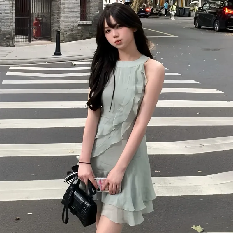 BVODE Sleeveless Dresses Women's Green Shopping Bag-4
