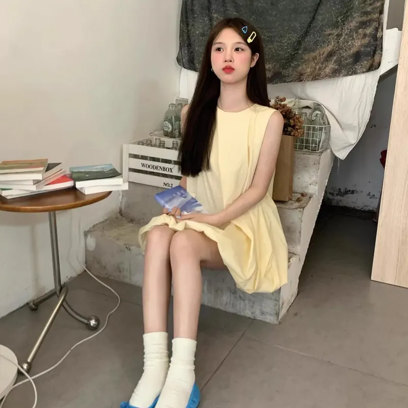 BVODE Sleeveless Dresses Women's Yellow Shopping Bag-4