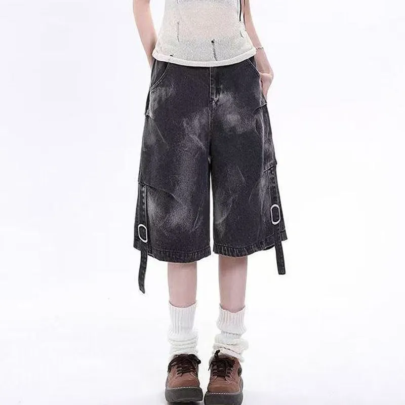 BVODE Denim Shorts Women's Black Gray Shopping Bag-5