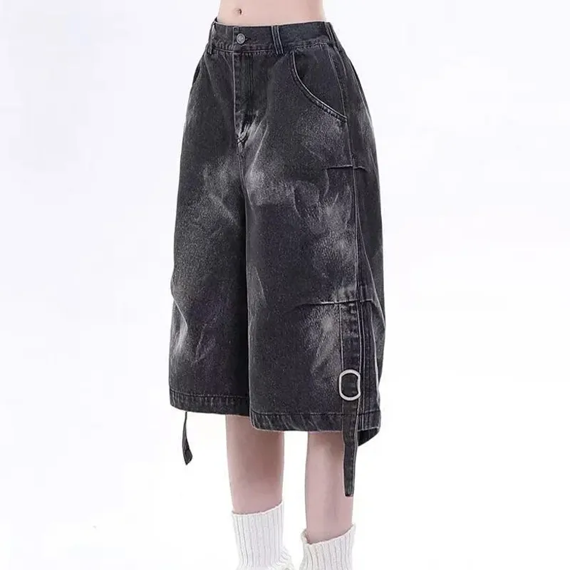BVODE Denim Shorts Women's Black Gray Shopping Bag-4
