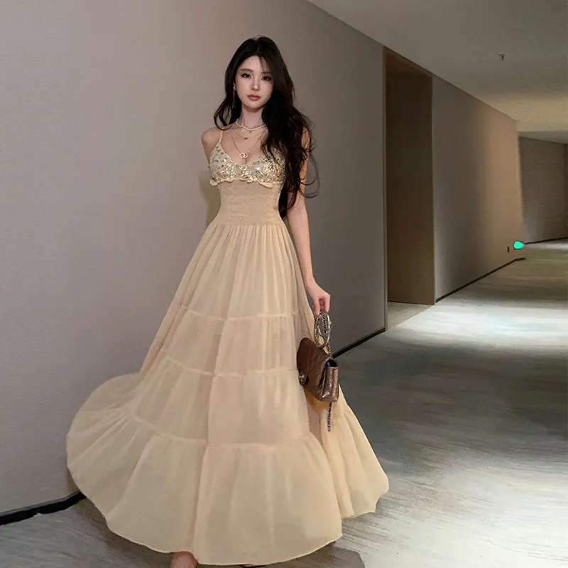 BVODE Slip Dress Women's Milk Tea-5