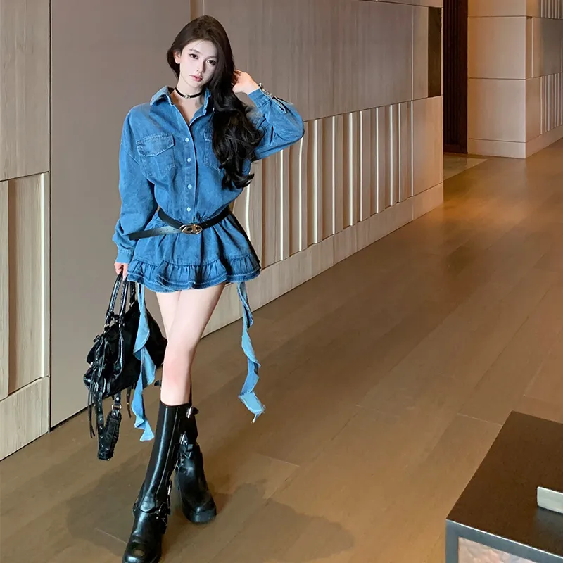 BVODE Long Sleeved Dress Women's Blue-3