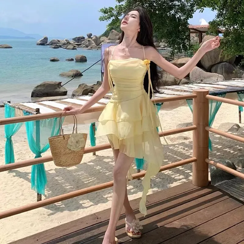 BVODE Slip Dresses Women's Yellow Shopping Bag-6