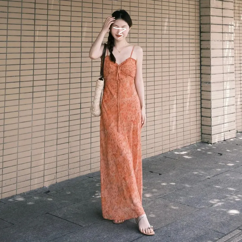 BVODE Slip Dresses Women's Orange Shopping Bag-2