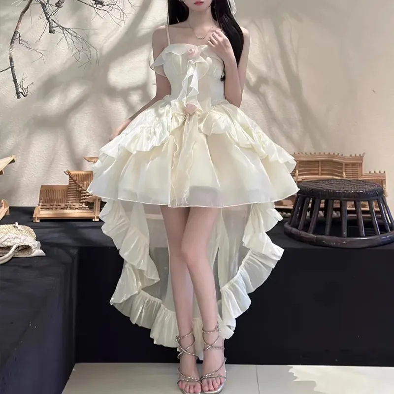 BVODE Slip Dresses Women's White Apricot Shopping Bag-4