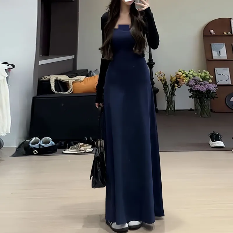 BVODE Slip Dresses Women's Dark Blue Dress Shopping Bag-4