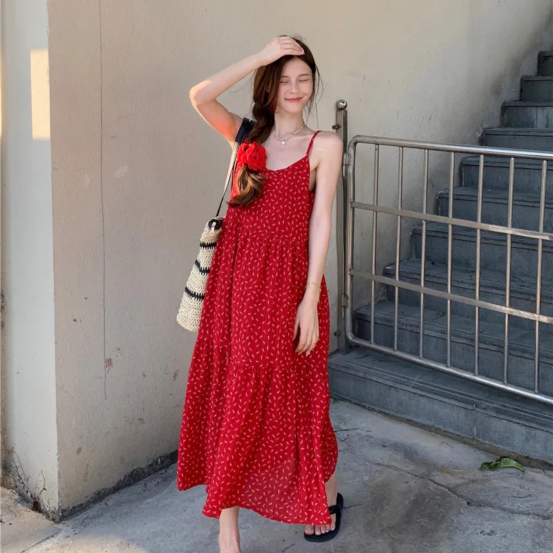 BVODE Slip Dresses Women's Red-4