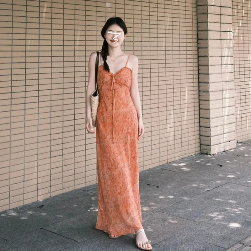 BVODE Slip Dresses Women's Orange Shopping Bag-4