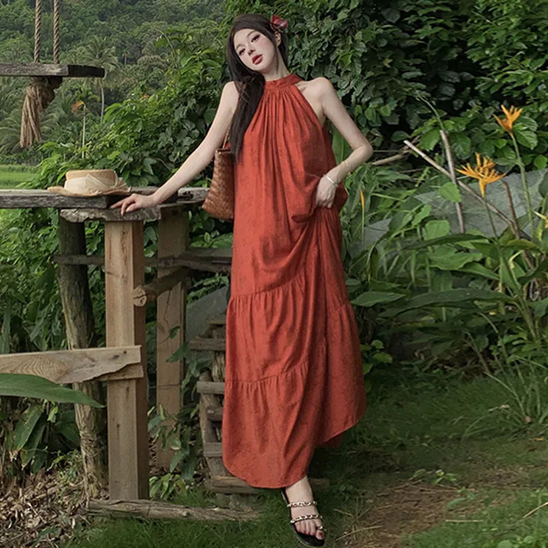 BVODE Sleeveless Dress Women's Red-2