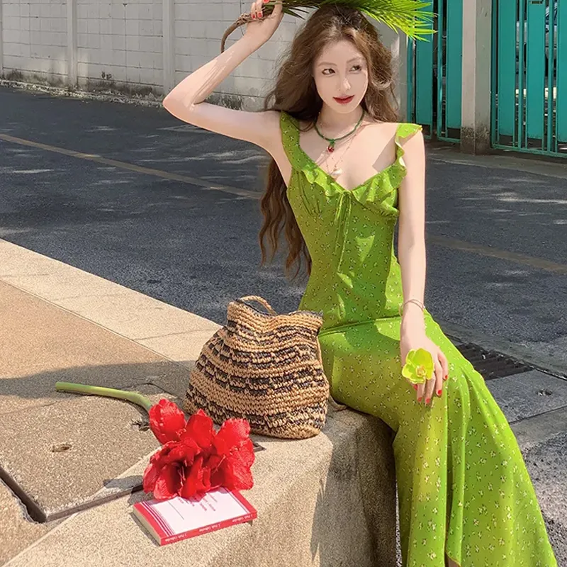 BVODE Slip Dresses Women's Green Shopping Bag-5