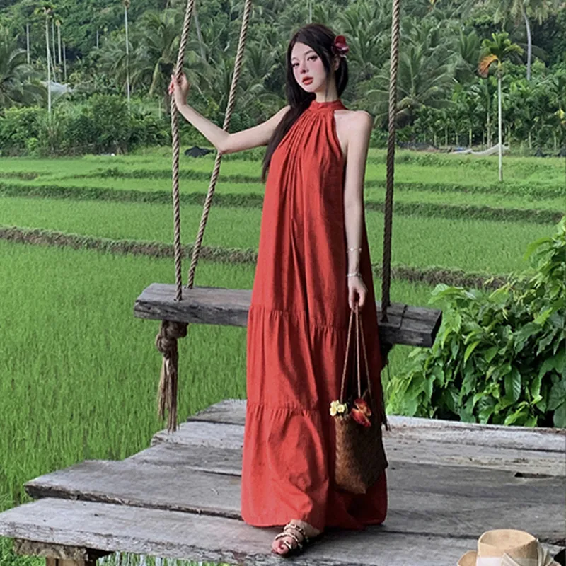 BVODE Sleeveless Dress Women's Red-1