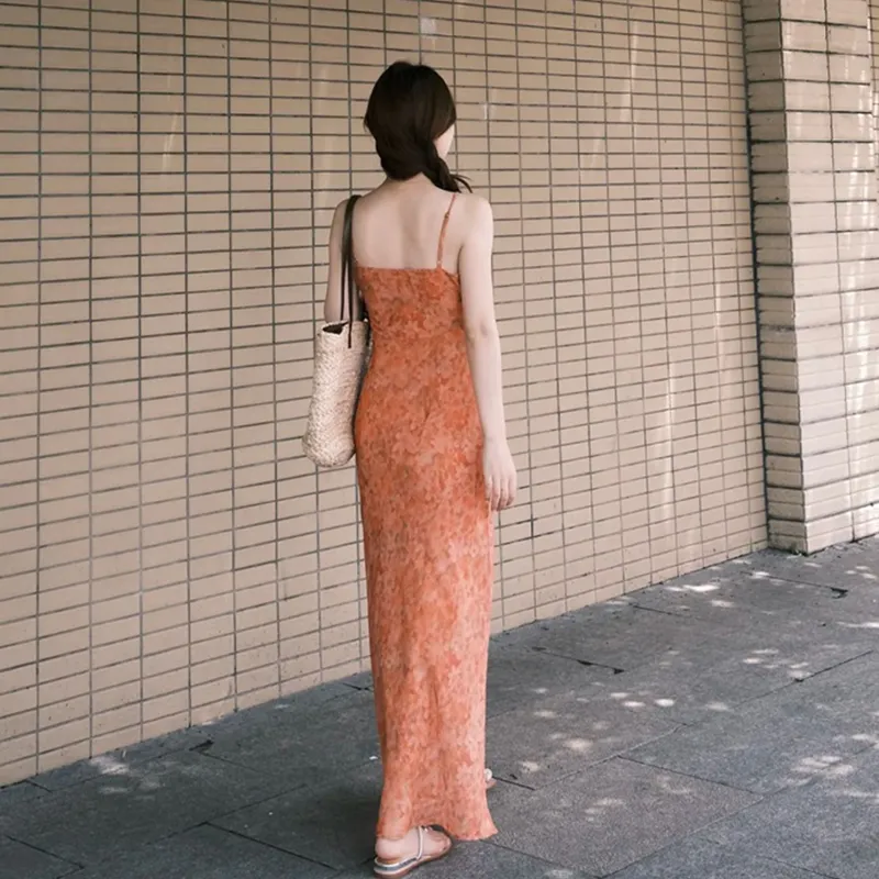 BVODE Slip Dresses Women's Orange Shopping Bag-6