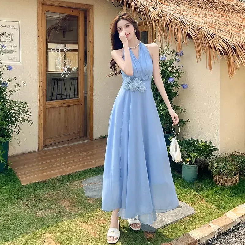 BVODE Sleeveless Dresses Women's Blue Shopping Bag Included-5