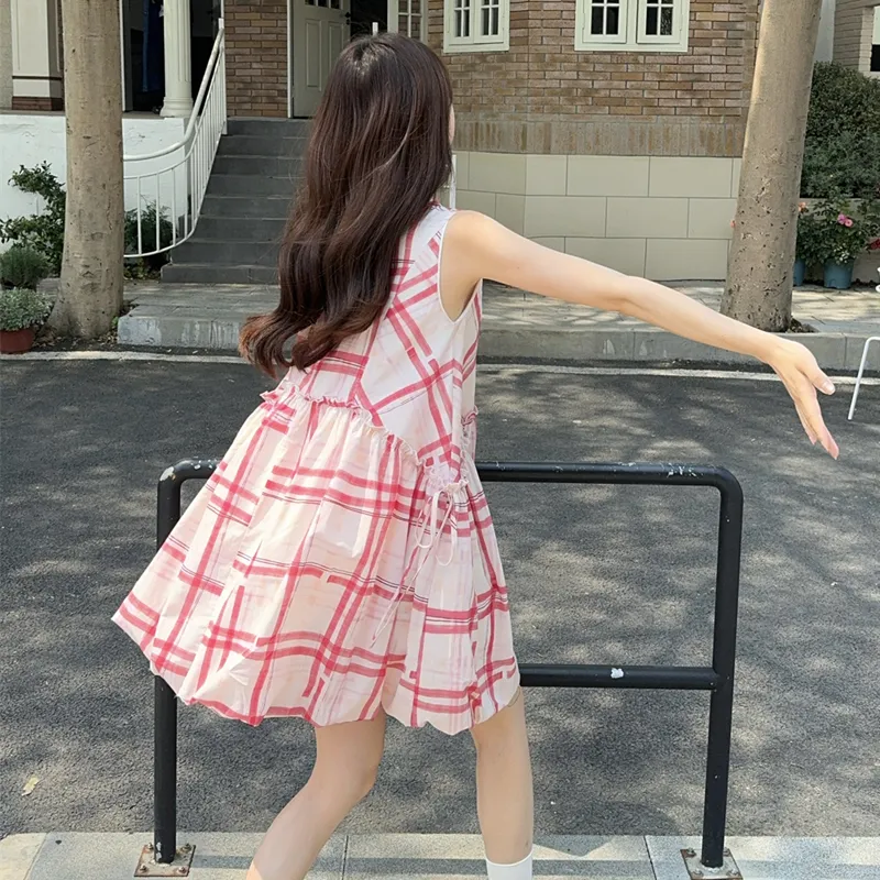 BVODE Sleeveless Dresses Women's Plaid Tulip Skirt Shopping Bag-5
