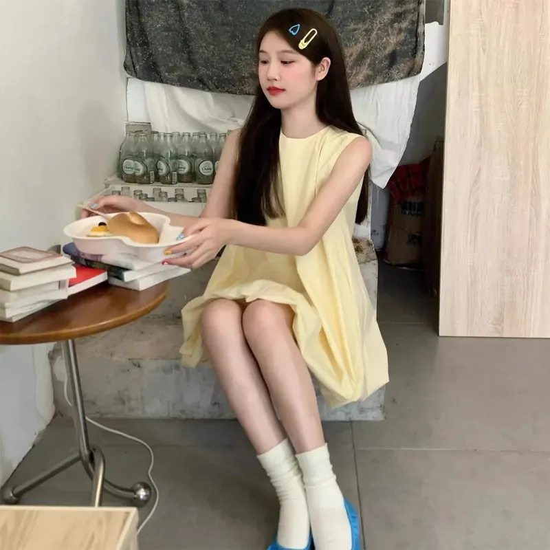 BVODE Sleeveless Dresses Women's Yellow Shopping Bag-5