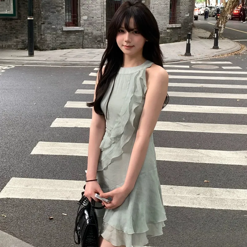 BVODE Sleeveless Dresses Women's Green Shopping Bag-2