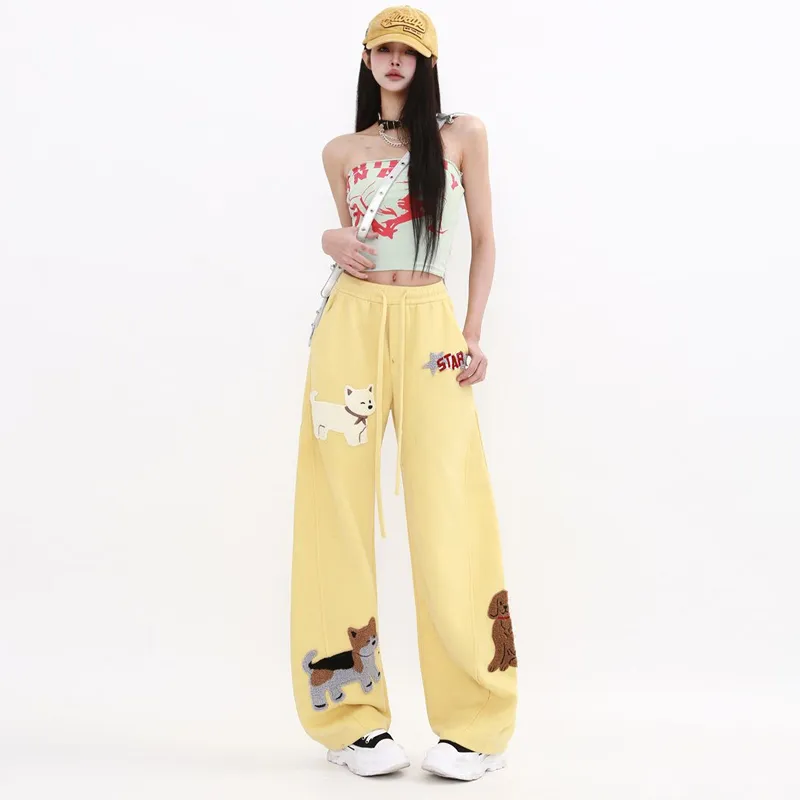 ZVJH Casual Pants Women's Yellow Shopping Bag-3