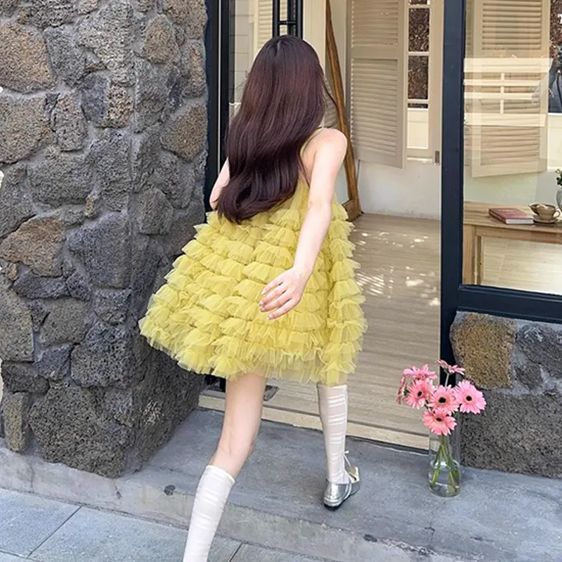 ZVJH Slip Dresses Women's Yellow-5
