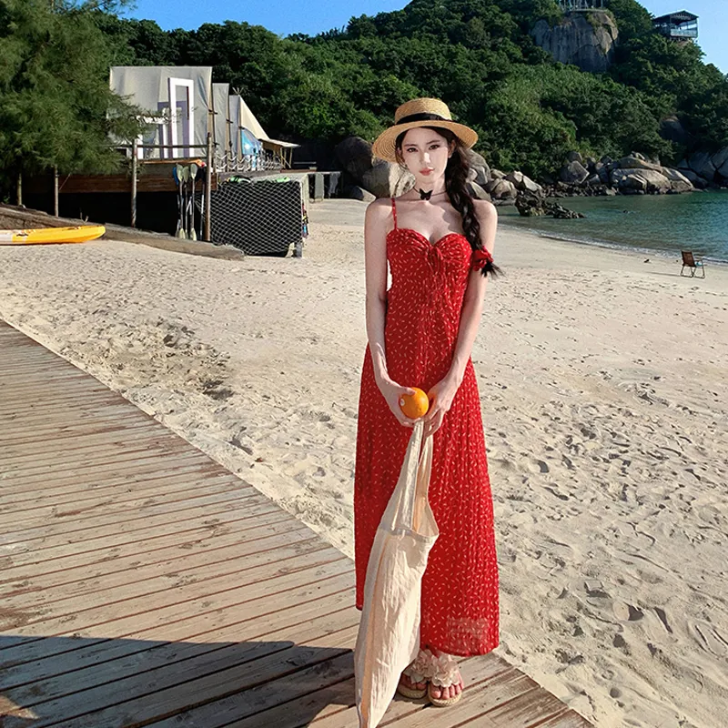 ZVJH Slip Dresses Women's Red Shopping Bag-4