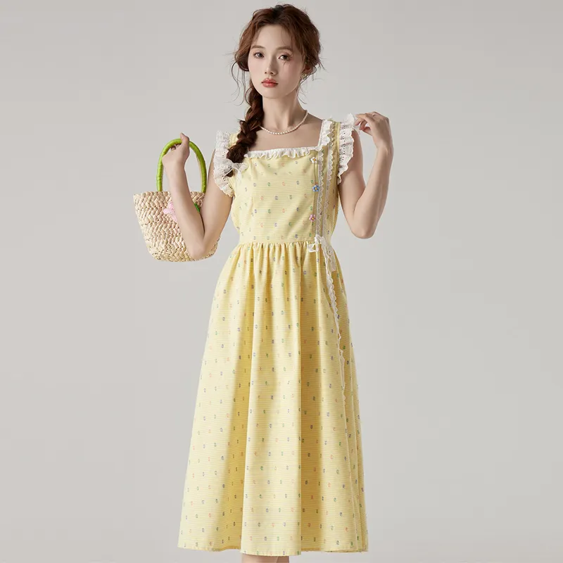 ZVJH Slip Dresses Women's Yellow-2