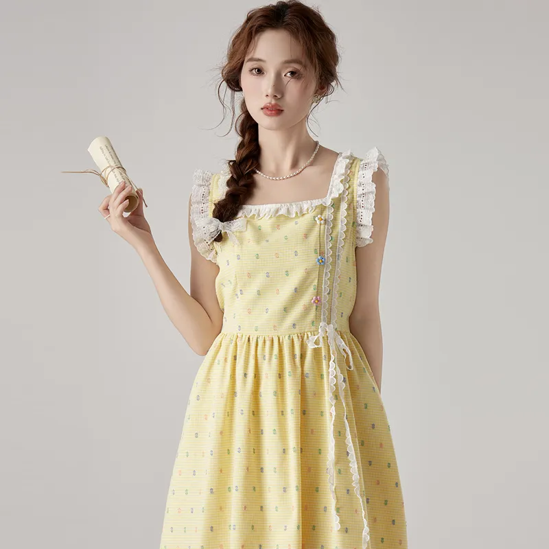 ZVJH Slip Dresses Women's Yellow-4