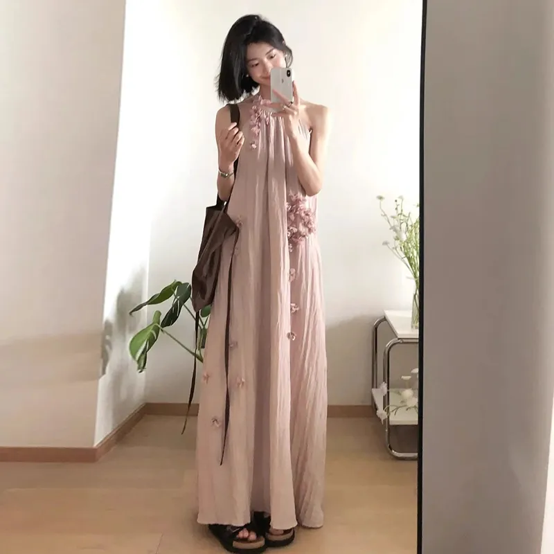 ZVJH Sleeveless Dress Women's Pink-4