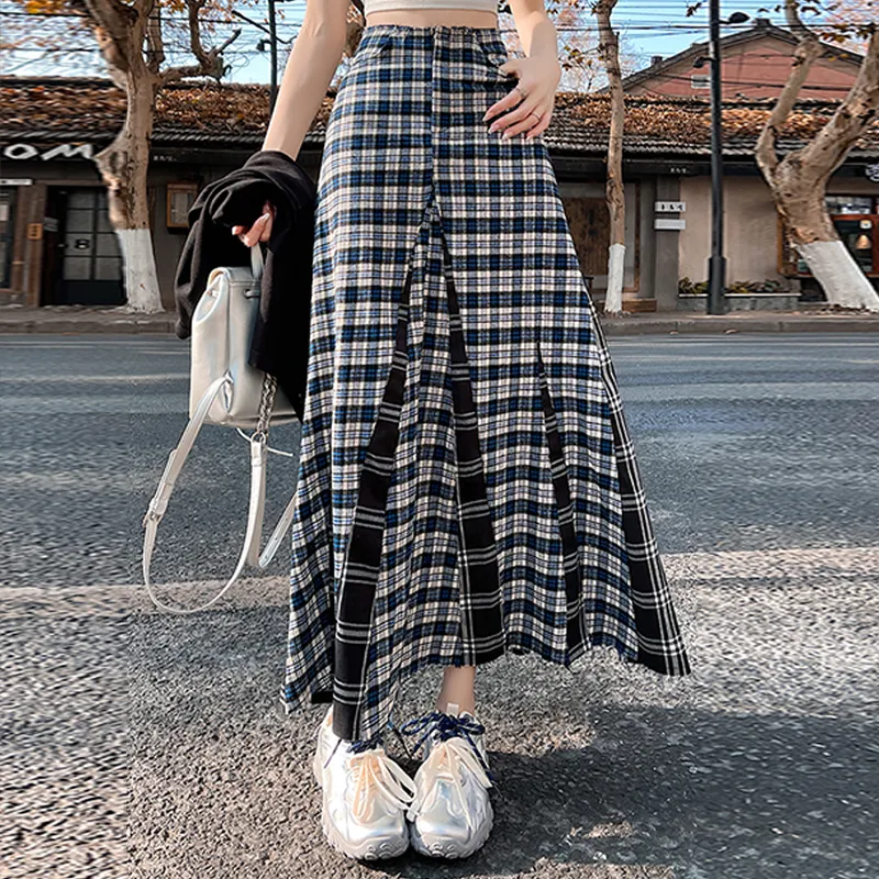 ZVJH Casual Long Skirts Women's Blue-3