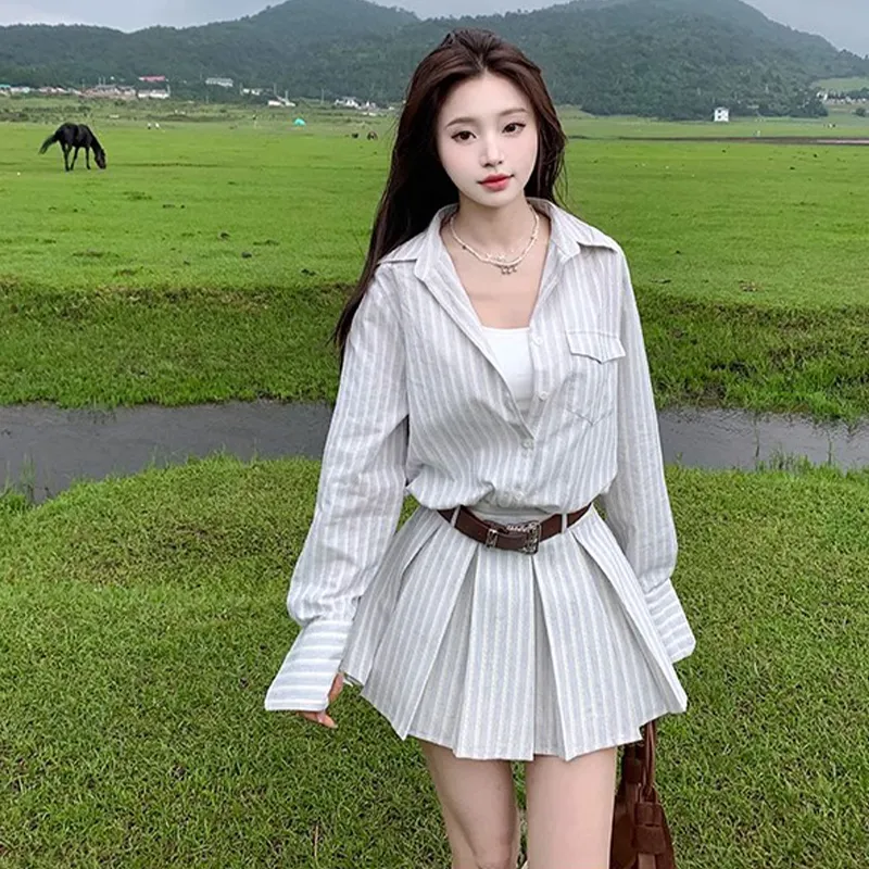 ZVJH Long Sleeved Dresses Women's Stripes-4