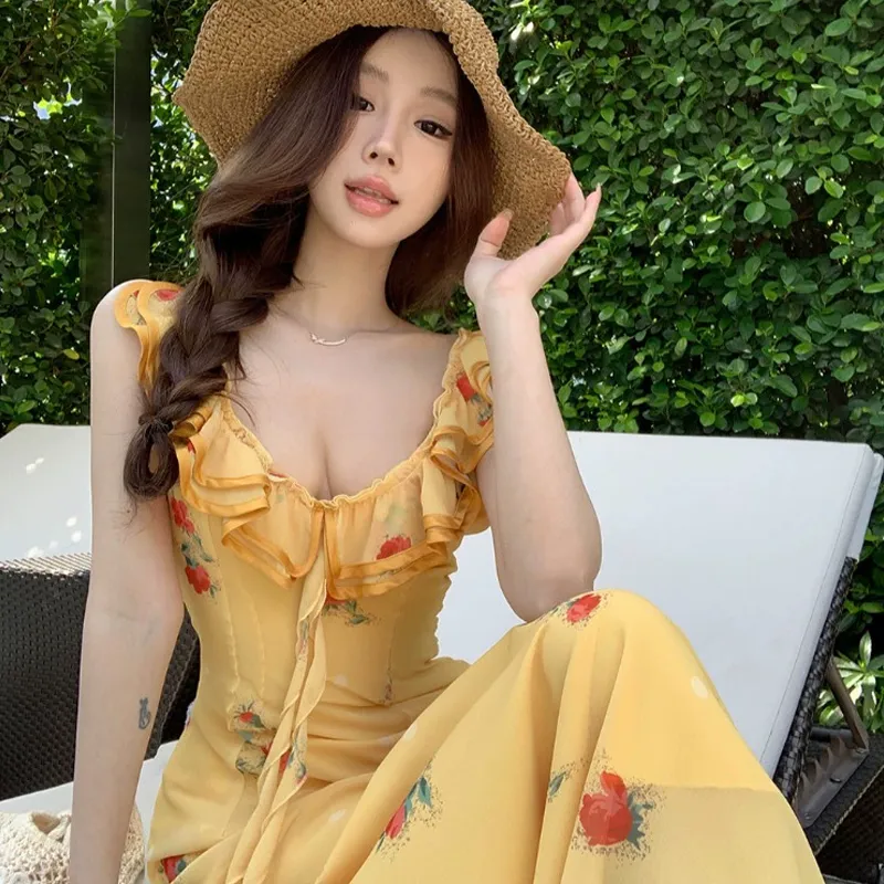 ZVJH Slip Dresses Women's Floral Fishtail Dress Shopping Bag-6