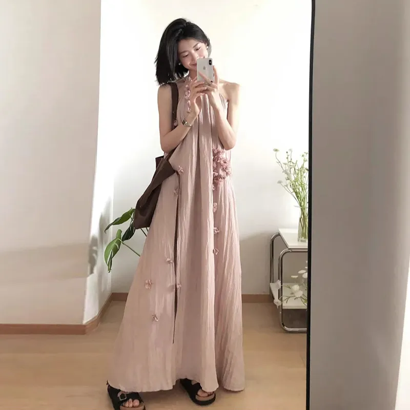 ZVJH Sleeveless Dress Women's Pink-5