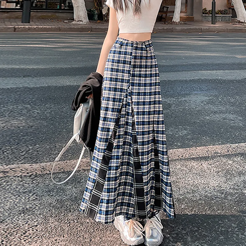 ZVJH Casual Long Skirts Women's Blue-4