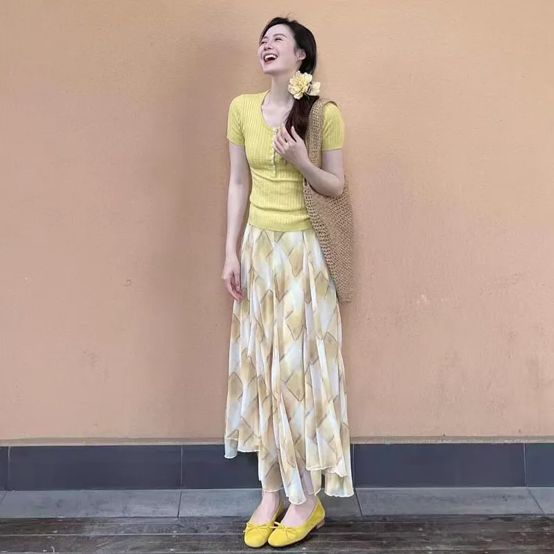 ZVJH Two Piece Skirt Sets Women's-6